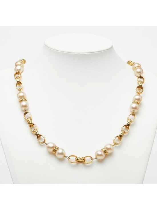 Chanel Jewelry - Chanel Chain Necklace Gold Faux Pearl Plated